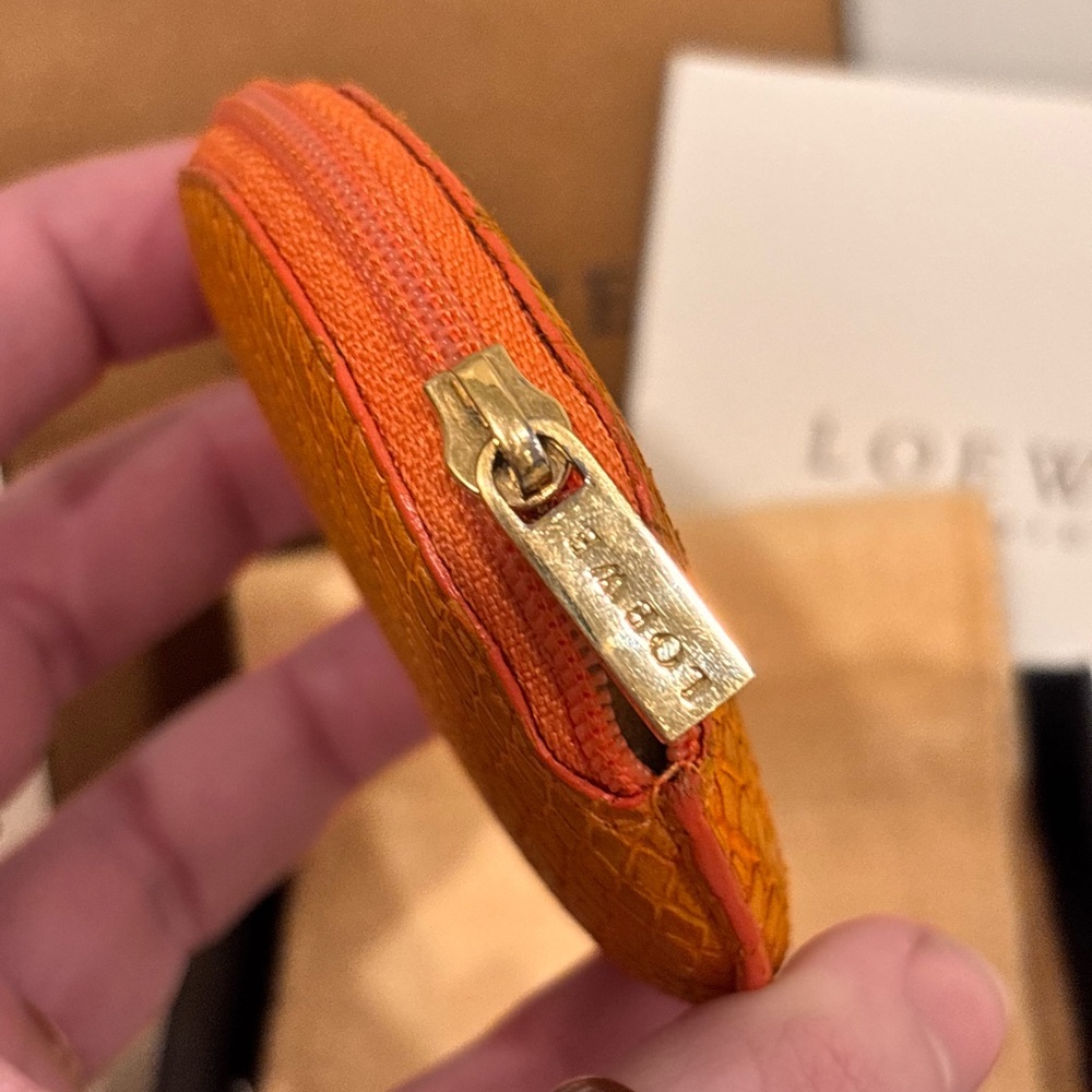 Loewe Orange Python Embossed Zipper Coin Purse Fu… - image 6